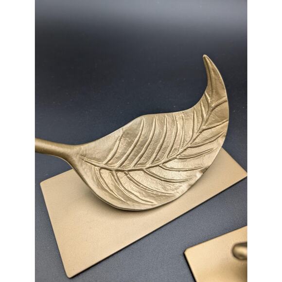 Ikea Markniva Leaf Decorations Gold Gilt Cast Metal Shelf Decor Bookends Pair 2 - Picture 3 of 12